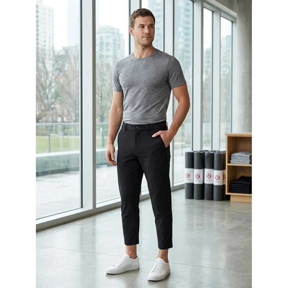 Lululemon Commission Cropped Pant Mens 40 Black Tapered Chino LM5AN1S